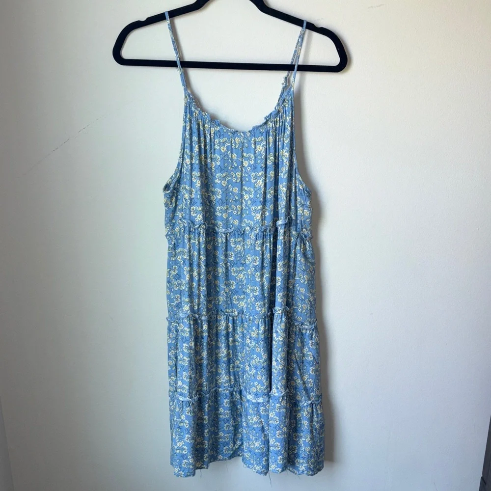 Mlle Gabrielle Floral Blue Tiered Dress